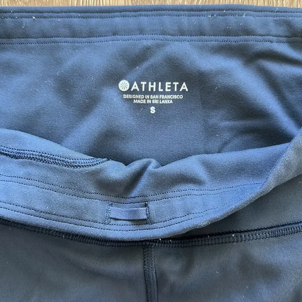 Athleta Up For‎ Anything 7/8 Tights Navy Blue Size Small | Pockets & Drawstring